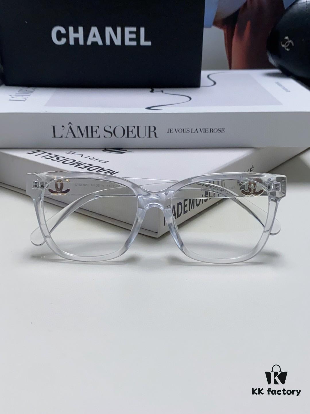 Chanel 2025 New Celebrity-Inspired Frame-Only Glasses for Women, Blue Light Blocking Square Frames, Unisex Panda Color-Block Eyewear, Suitable for Myopia, Non-Prescription Sunglasses