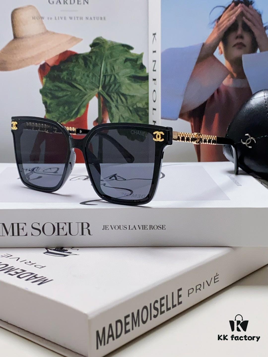 CHANEL 2025 New Arrival Trendy Fashion Square Frame Sunglasses for Women, Comfortable Wear, Influencer Favorite, High-Definition Thick Polarized UV Protection Shades