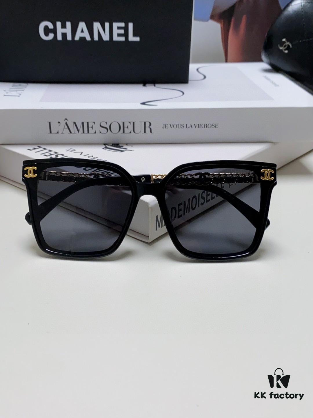 CHANEL 2025 New Arrival Trendy Fashion Square Frame Sunglasses for Women, Comfortable Wear, Influencer Favorite, High-Definition Thick Polarized UV Protection Shades