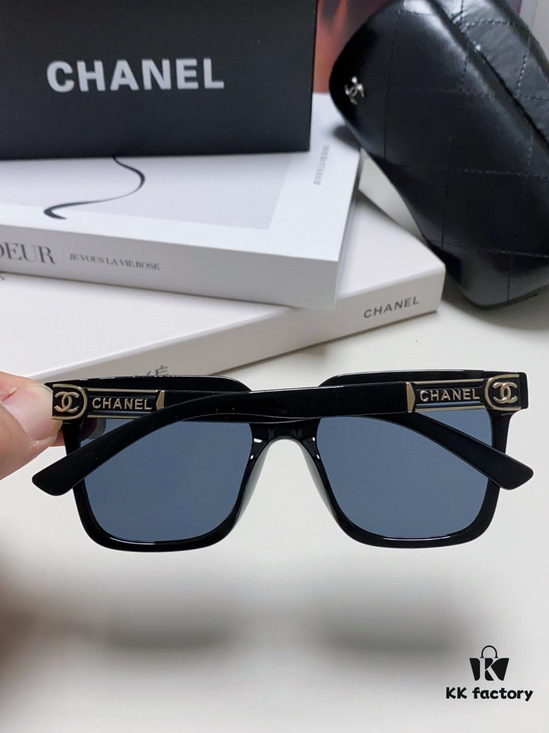 Chanel 2025 New Arrival Best-Selling Square Frame Women's Sunglasses UV Protection Sun Glasses Fashionable Retro European American Style Influencer Favorite Shades