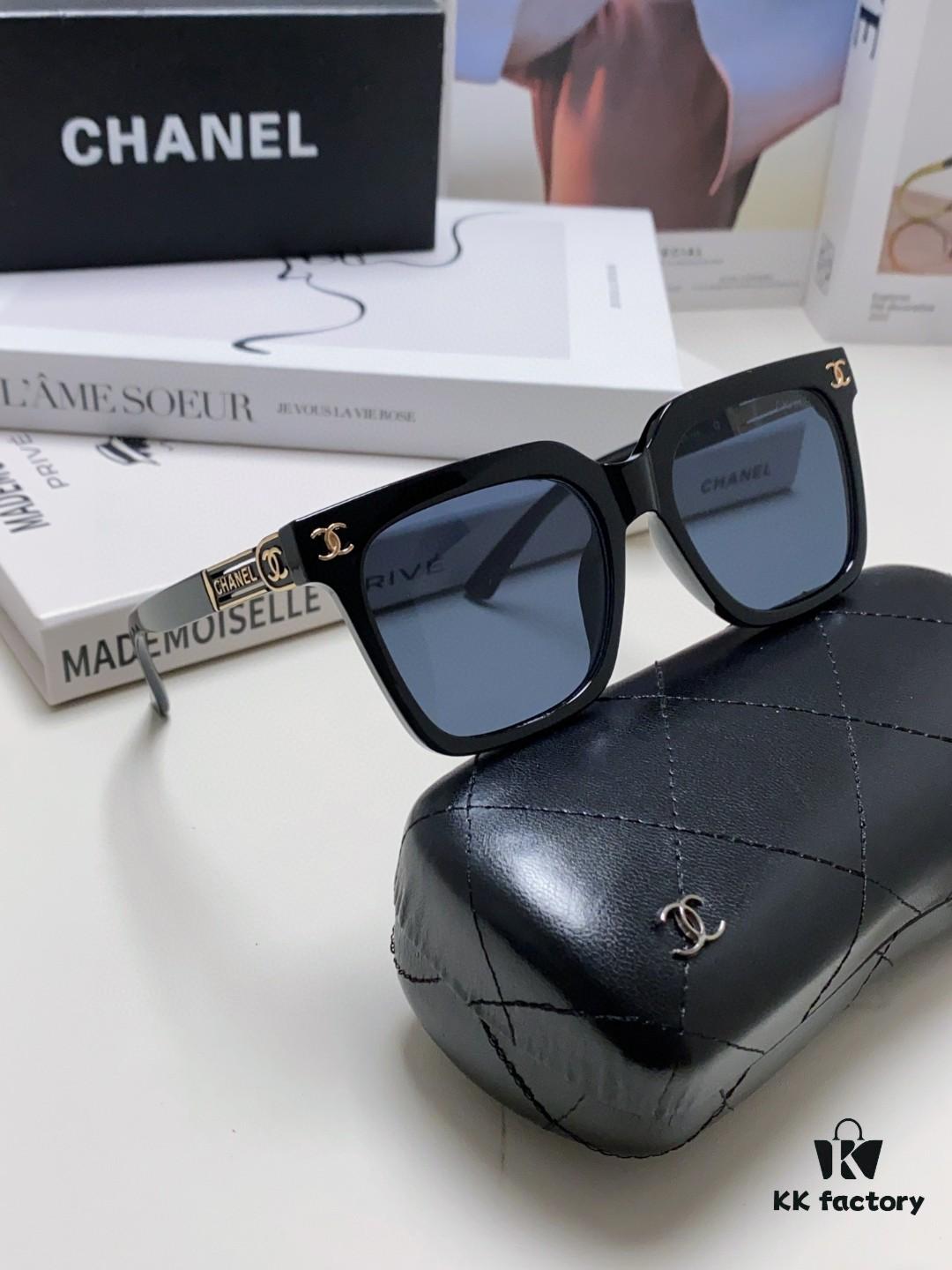 Chanel 2025 New Arrival Best-Selling Square Frame Women's Sunglasses UV Protection Sun Glasses Fashionable Retro European American Style Influencer Favorite Shades