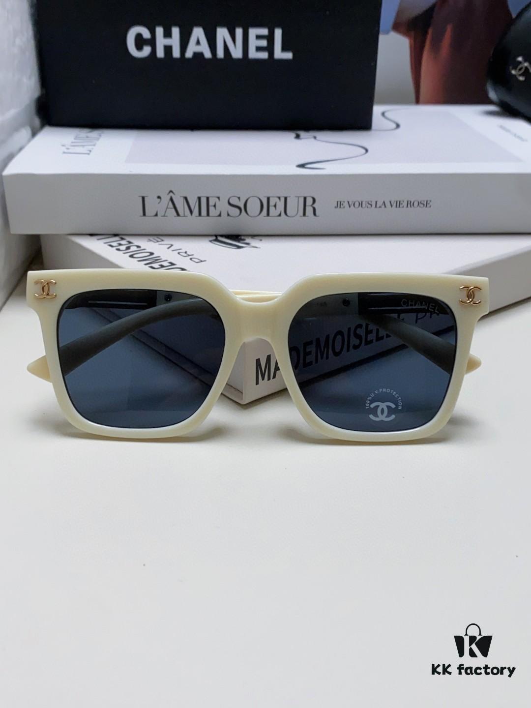 Chanel 2025 New Best-Selling Square Frame Women's Sunglasses UV Protection Sun Glasses Fashionable Retro European & American Style Influencer Favorite Shades