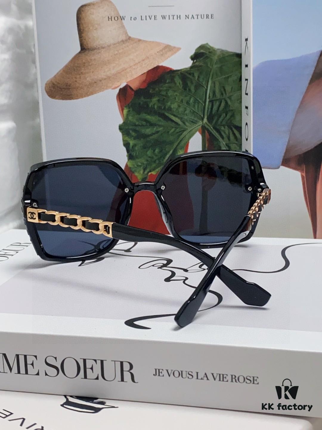 Chanel New Arrival Sunglasses from Europe and America, Popular Unisex Designer Shades with Leather Chain, Stylish Sunglasses for Travel and Driving