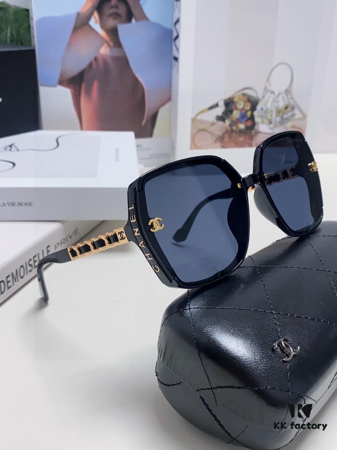 Chanel New Arrival Sunglasses from Europe and America, Popular Unisex Designer Shades with Leather Chain, Stylish Sunglasses for Travel and Driving