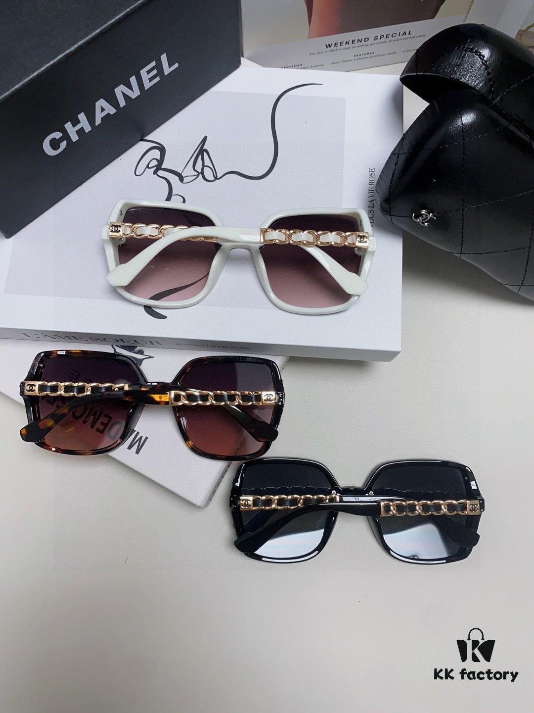 Chanel New Arrival Sunglasses from Europe and America, Popular Unisex Designer Shades with Leather Chain, Stylish Sunglasses for Travel and Driving