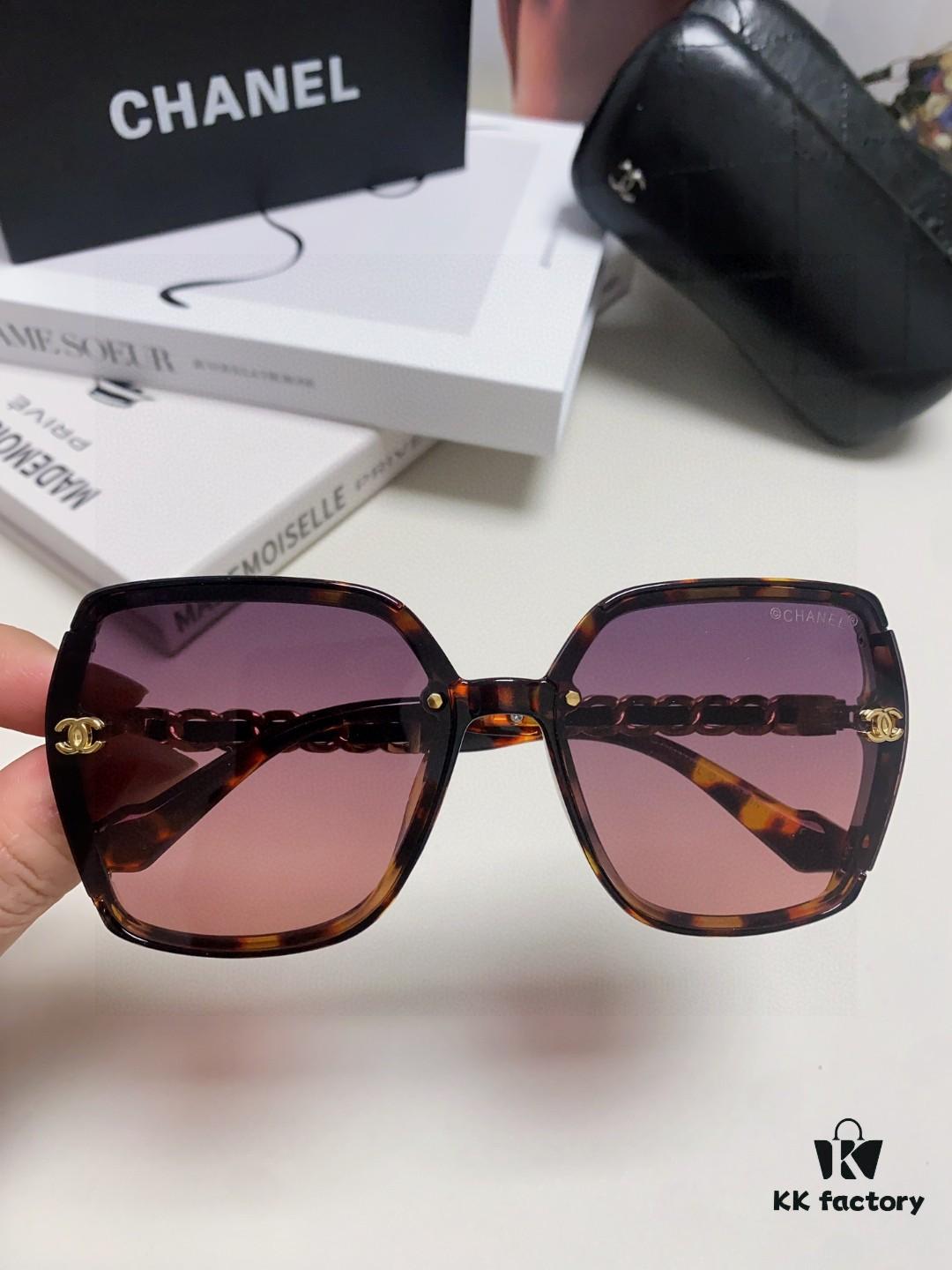 Chanel New Arrival Sunglasses from Europe and the US, Popular Unisex Designer Shades, Trendy Style with Leather Chain, Suitable for Travel and Driving