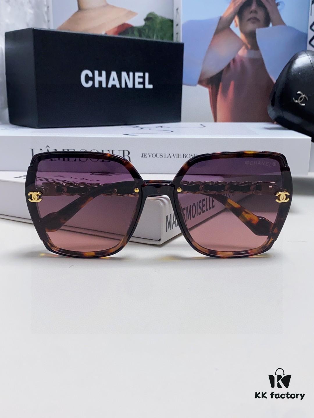 Chanel New Arrival Sunglasses from Europe and the US, Popular Unisex Designer Shades, Trendy Style with Leather Chain, Suitable for Travel and Driving
