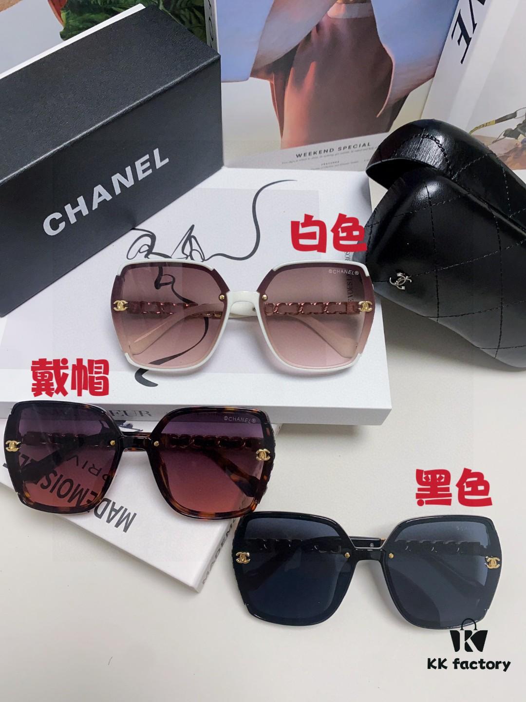 Chanel New Arrival Sunglasses from Europe and the US, Popular Unisex Designer Shades, Trendy Style with Leather Chain, Suitable for Travel and Driving