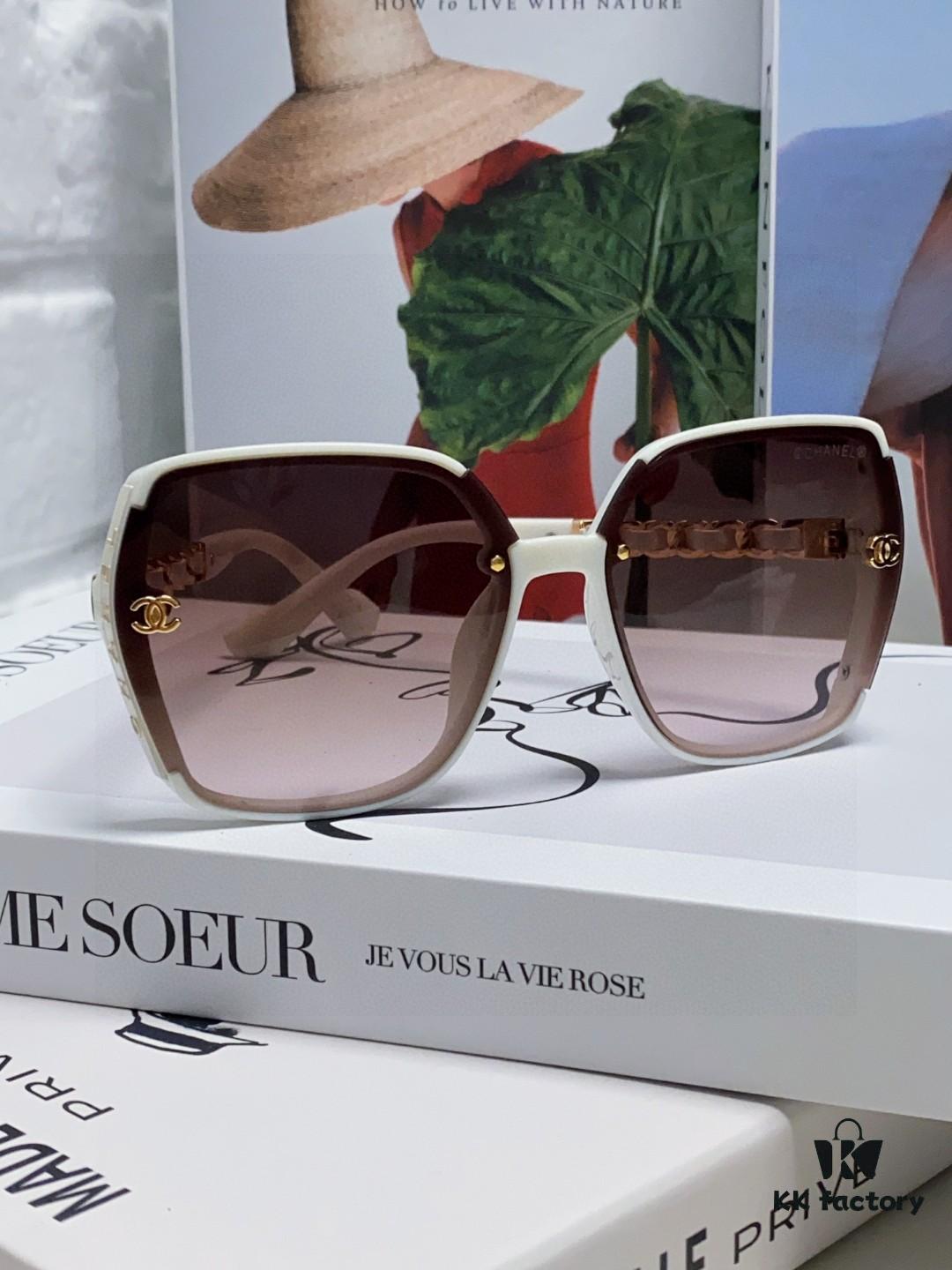 Chanel New Arrival Unisex Sunglasses from Europe and the US, Popular C-Brand Sun Protection Glasses with Leather Chain, Stylish Design for Travel and Driving