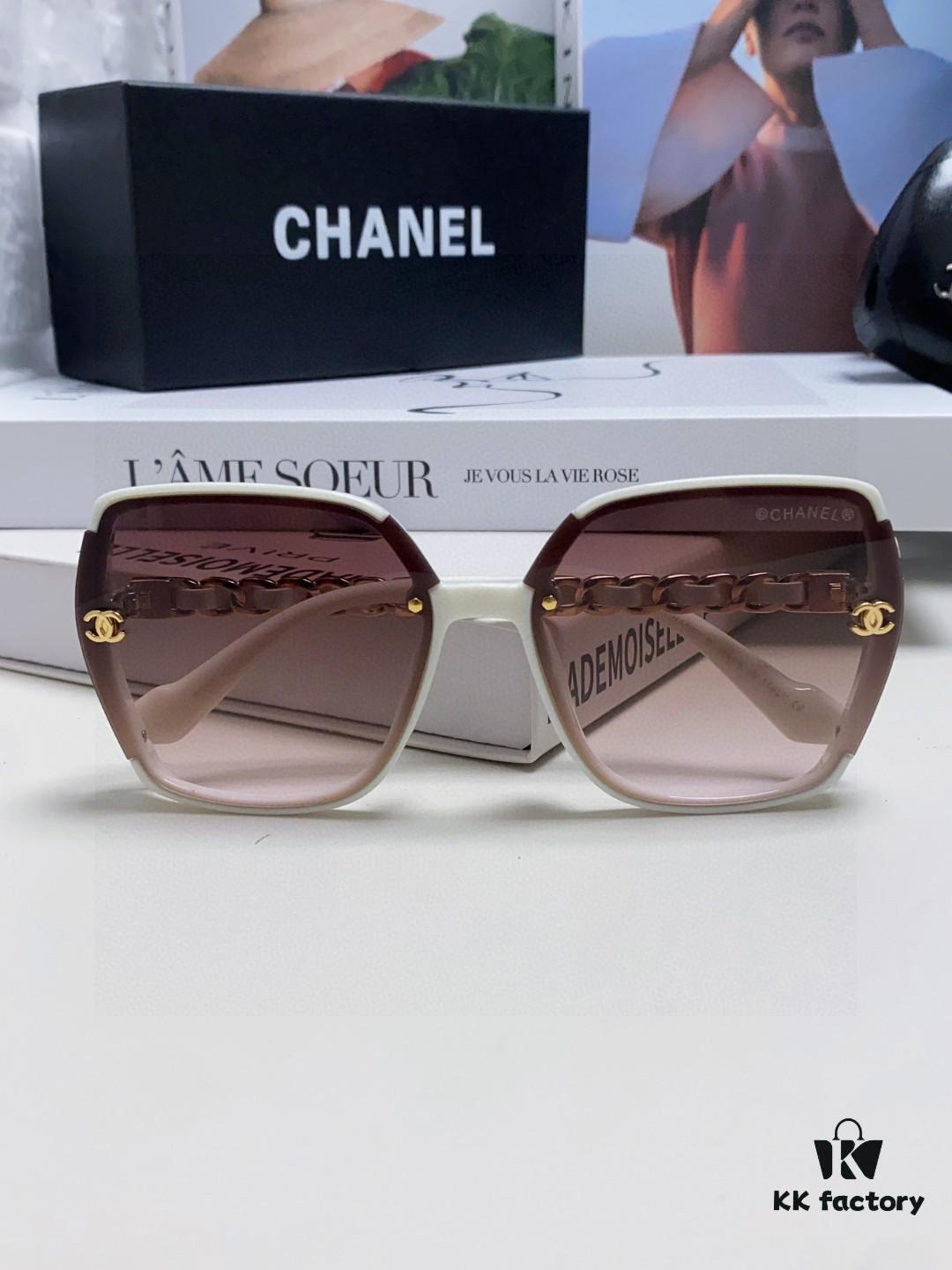 Chanel New Arrival Unisex Sunglasses from Europe and the US, Popular C-Brand Sun Protection Glasses with Leather Chain, Stylish Design for Travel and Driving