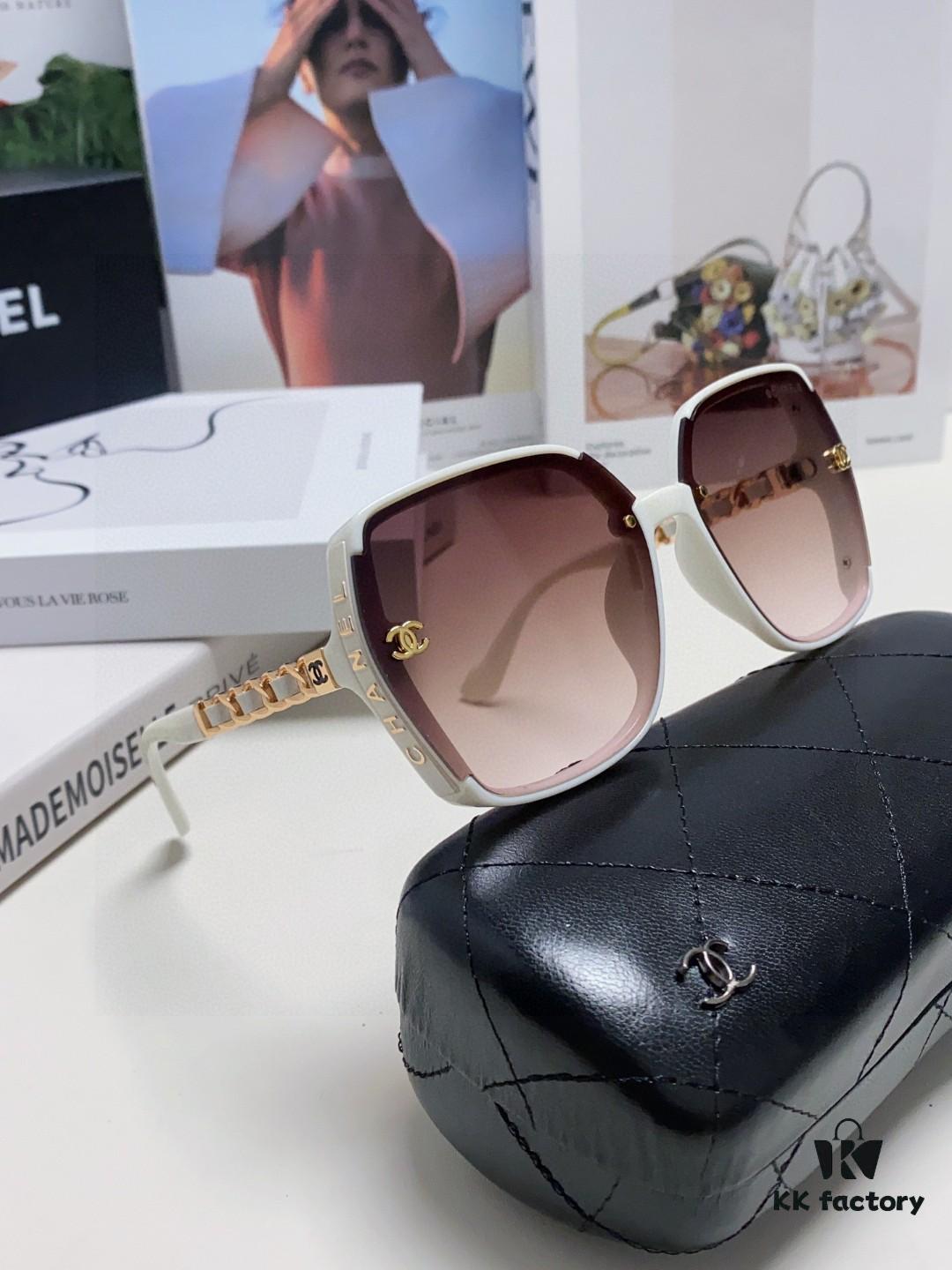 Chanel New Arrival Unisex Sunglasses from Europe and the US, Popular C-Brand Sun Protection Glasses with Leather Chain, Stylish Design for Travel and Driving