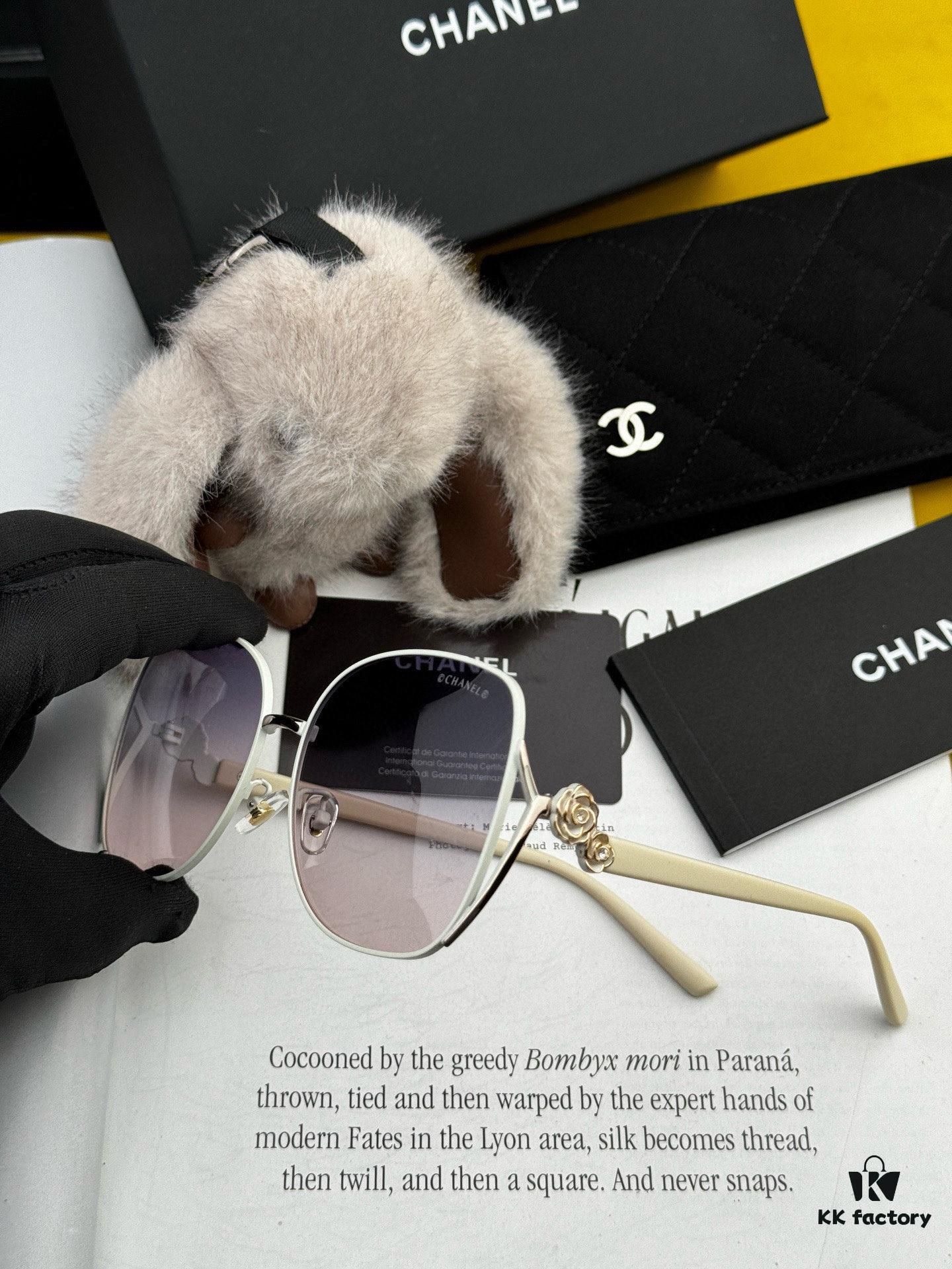 CHANEL 2025 New Camellia Trendy Best-Selling Fashion Round Frame High-Definition Polarized Sunglasses, Comfortable Wear, Influencer Popular Style