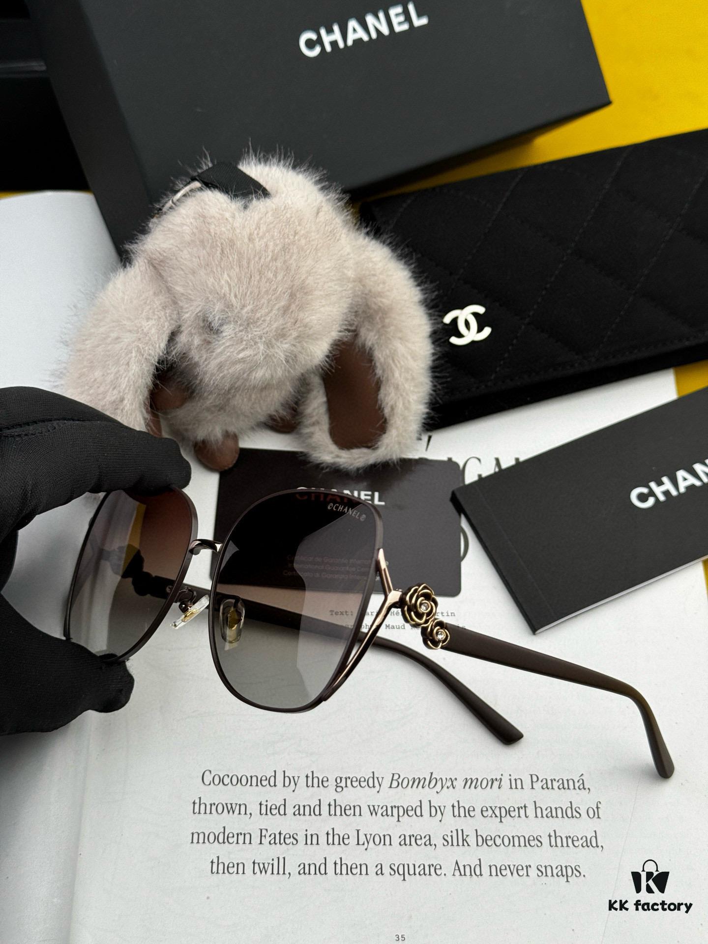 CHANEL 2025 New Camellia Trendy Best-Selling Fashion Round Frame High-Definition Polarized Sunglasses, Comfortable Wear, Influencer Popular Style