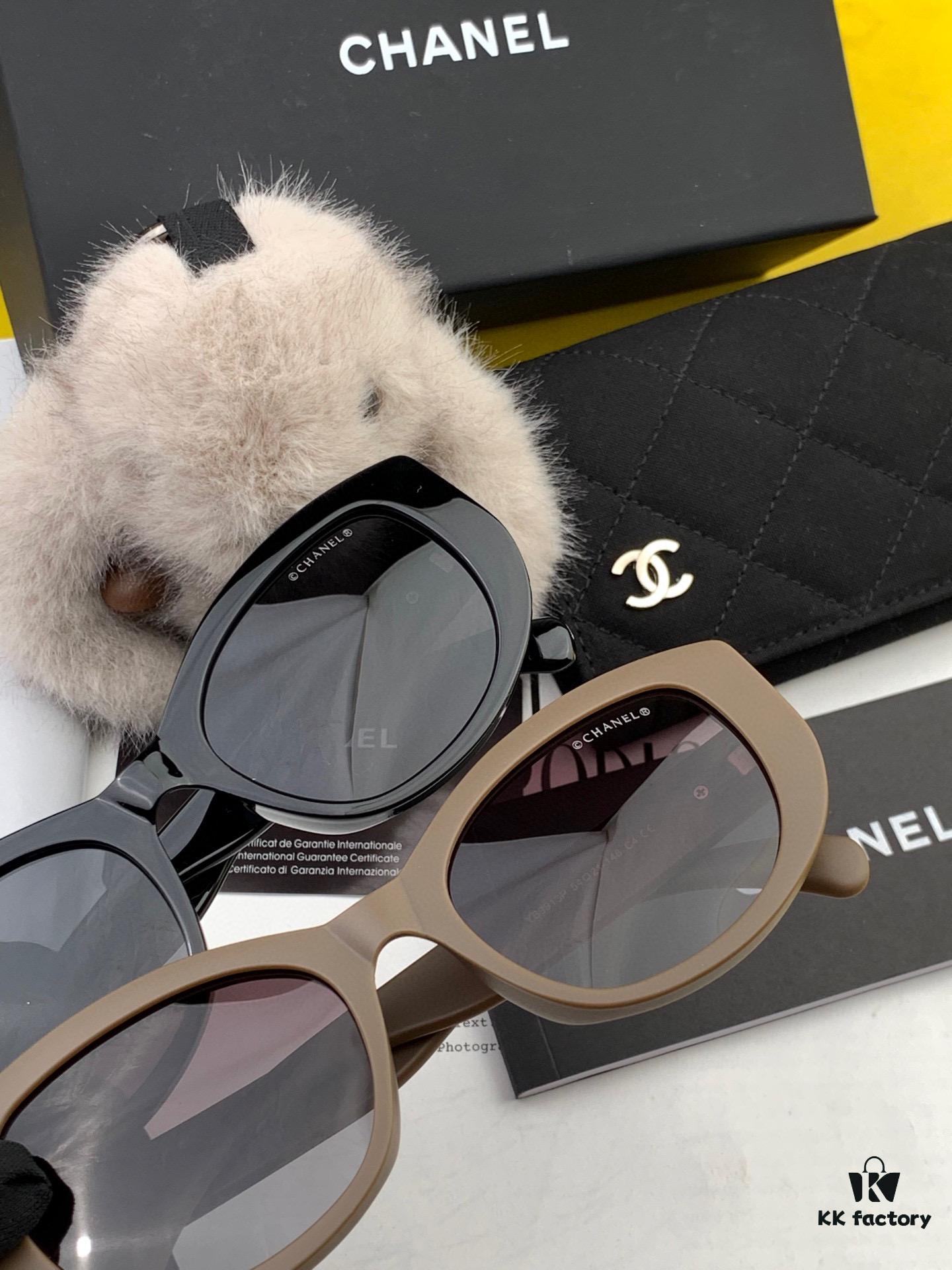 CHANEL 2025 New Arrival Trendy Round Frame Sunglasses for Women, High-Definition Thick Polarized UV Protection Shades, Comfortable Wear, Influencer Favorite Style 🕶️ 🎉 Premium TR Frame ♥️♥️ Model CH3991