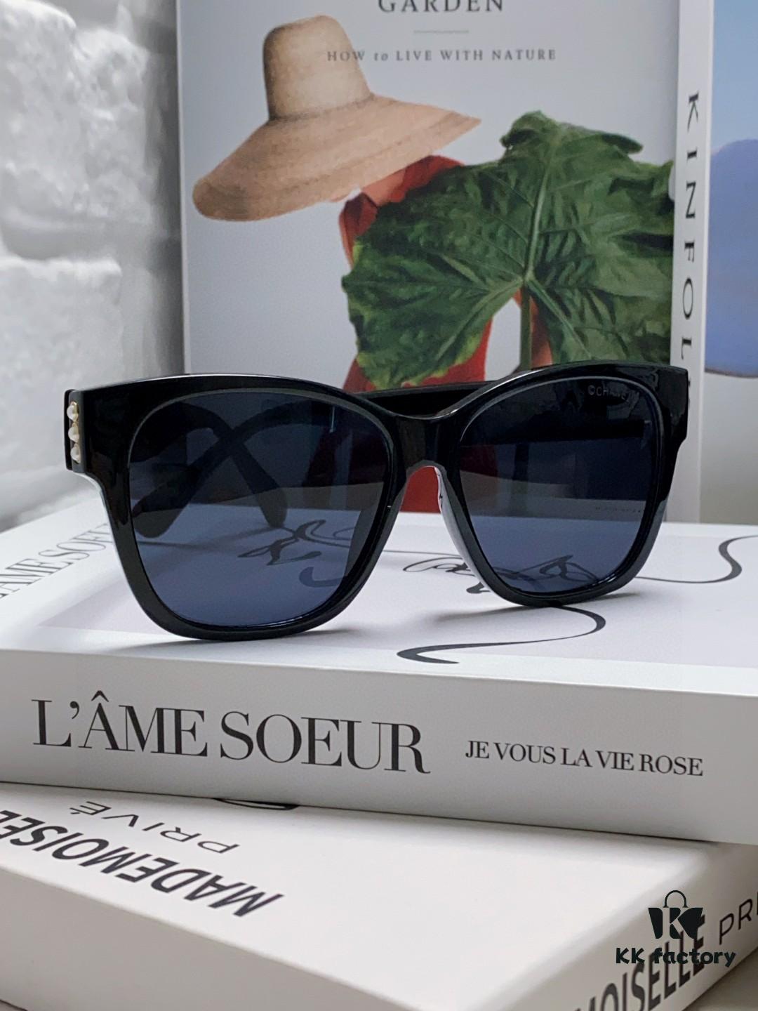 Chanel Pearl Sunglasses for Women, New Double C Polarized Sun Glasses, Celebrity Cat-eye Sunglasses, Fashion Hot-selling Eyewear