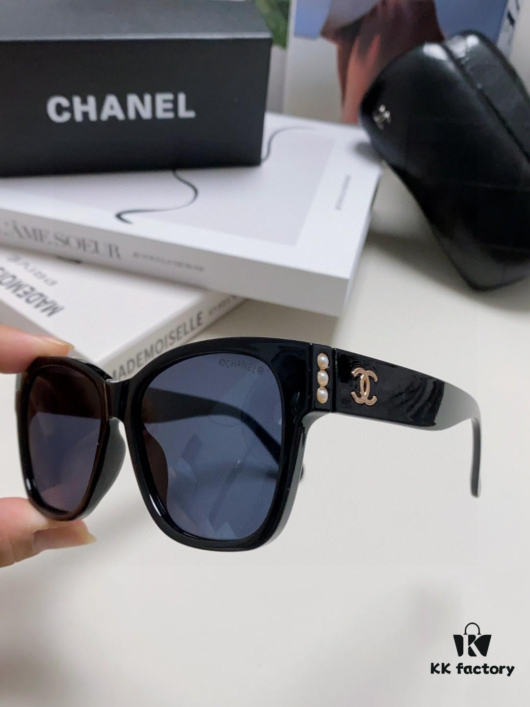 Chanel Pearl Sunglasses for Women, New Double C Polarized Sun Glasses, Celebrity Cat-eye Sunglasses, Fashion Hot-selling Eyewear