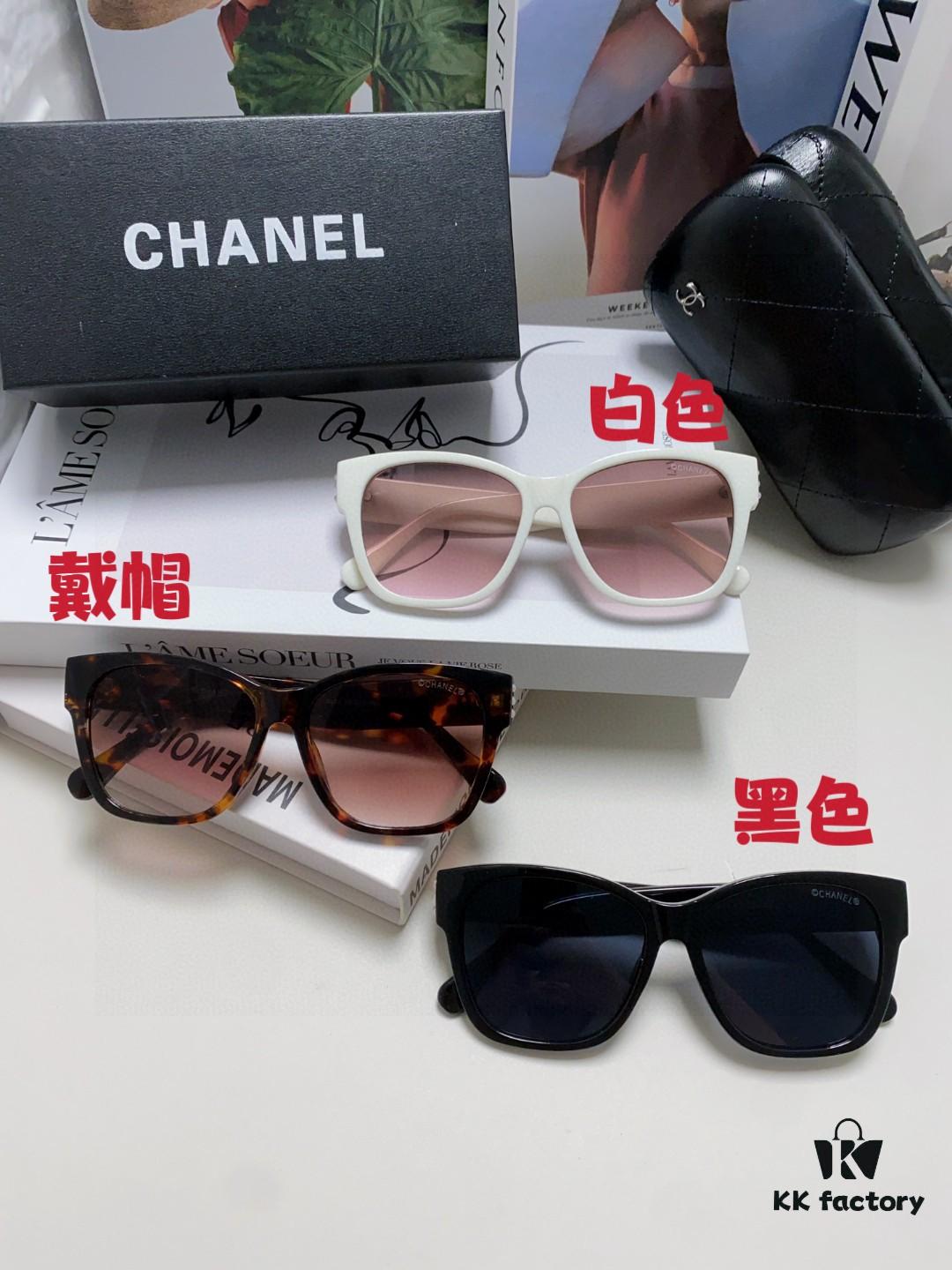 Chanel Pearl Sunglasses for Women, New Double C Polarized Sun Glasses, Celebrity Cat-eye Sunglasses, Fashion Hot-selling Eyewear