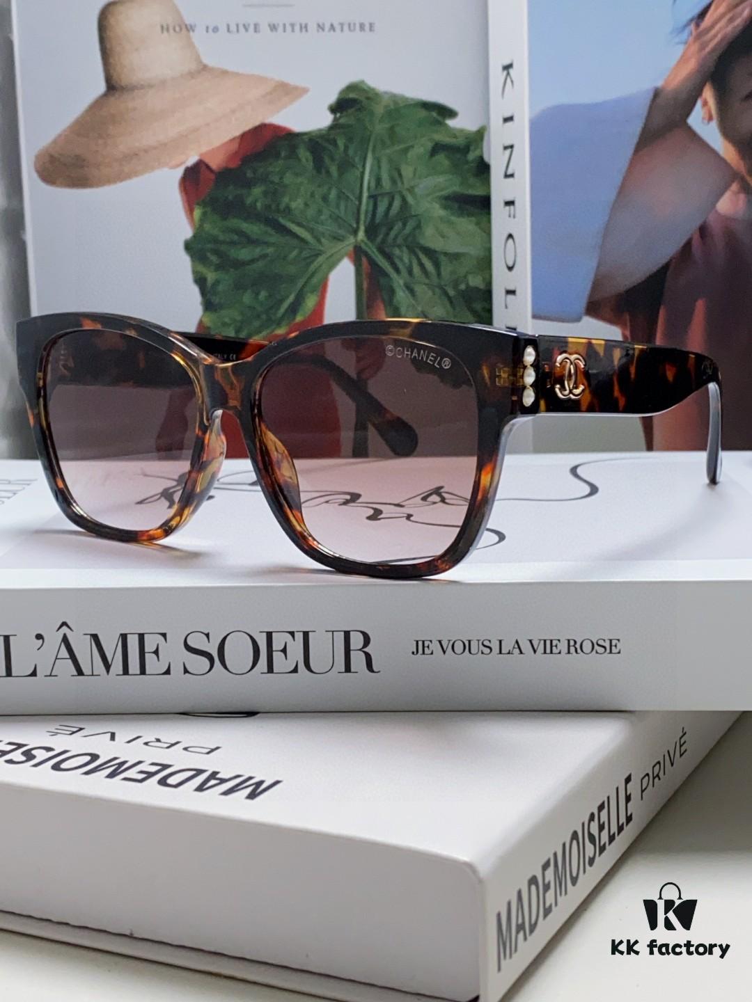 Chanel Pearl Sunglasses for Women, New Model with Double C Polarized Lenses, Celebrity-Favorite Sun Glasses, Fashionable and Popular Eyewear