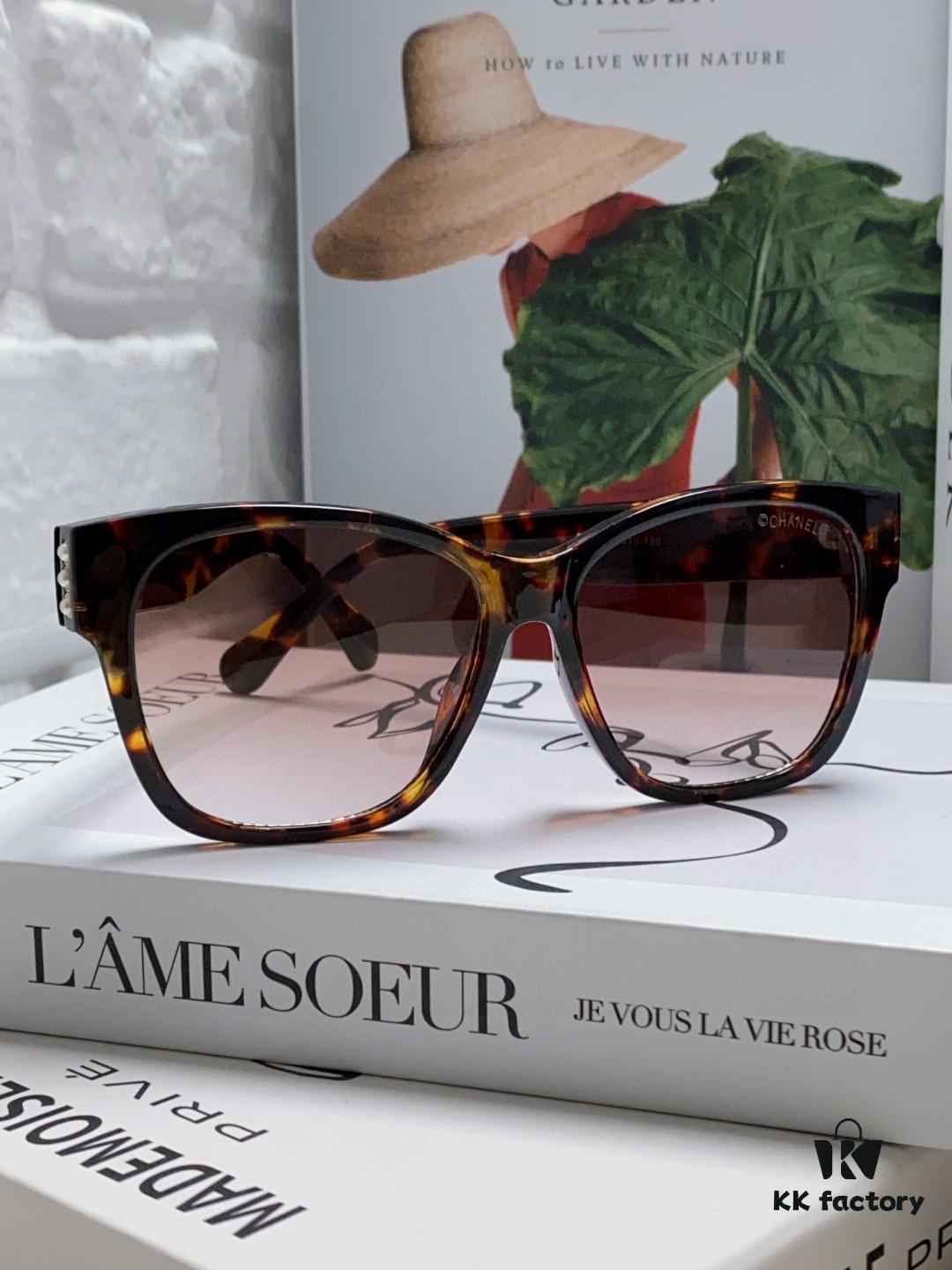 Chanel Pearl Sunglasses for Women, New Model with Double C Polarized Lenses, Celebrity-Favorite Sun Glasses, Fashionable and Popular Eyewear