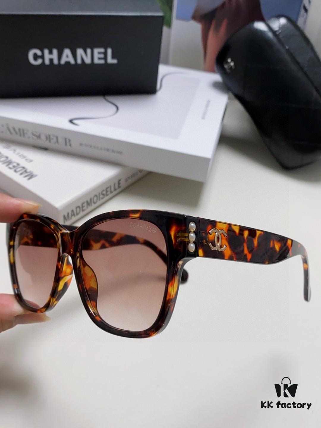 Chanel Pearl Sunglasses for Women, New Model with Double C Polarized Lenses, Celebrity-Favorite Sun Glasses, Fashionable and Popular Eyewear
