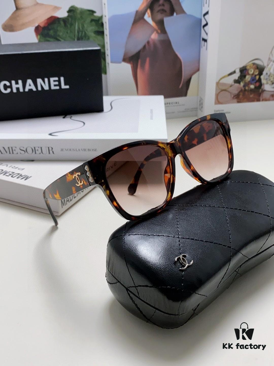 Chanel Pearl Sunglasses for Women, New Model with Double C Polarized Lenses, Celebrity-Favorite Sun Glasses, Fashionable and Popular Eyewear