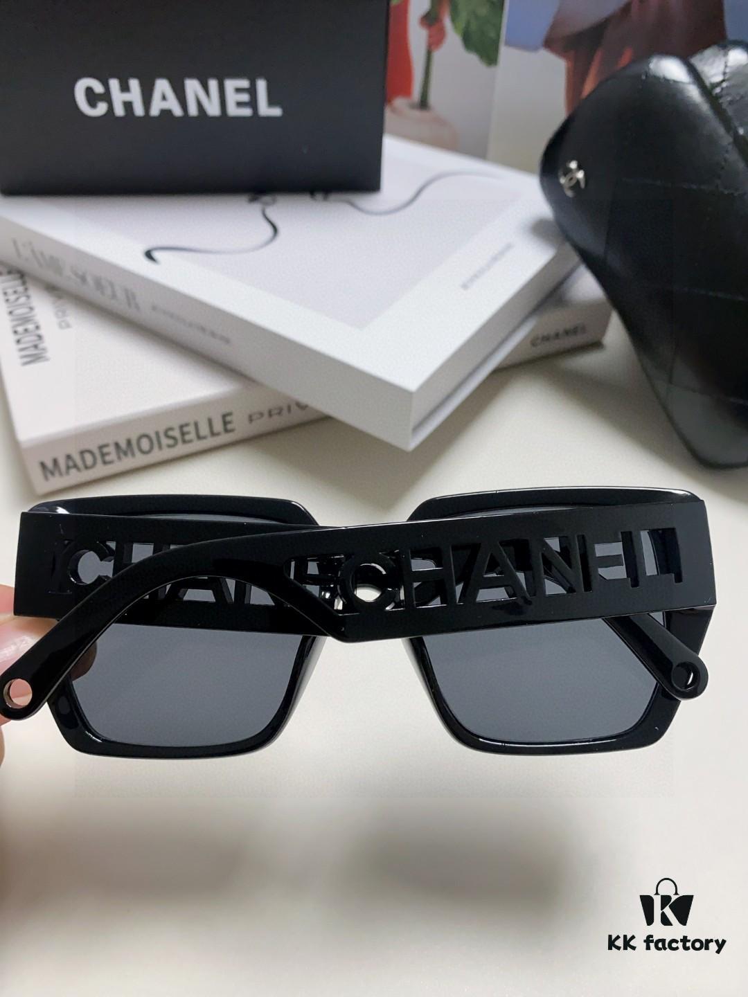 Chanel 2025 New Arrival Letter-Frame Sunglasses for Women, Korean Style Trendy Versatile Sun Glasses, Minimalist Fashion Eyewear for Street Photography