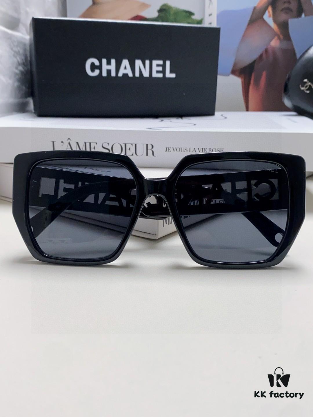 Chanel 2025 New Arrival Letter-Frame Sunglasses for Women, Korean Style Trendy Versatile Sun Glasses, Minimalist Fashion Eyewear for Street Photography
