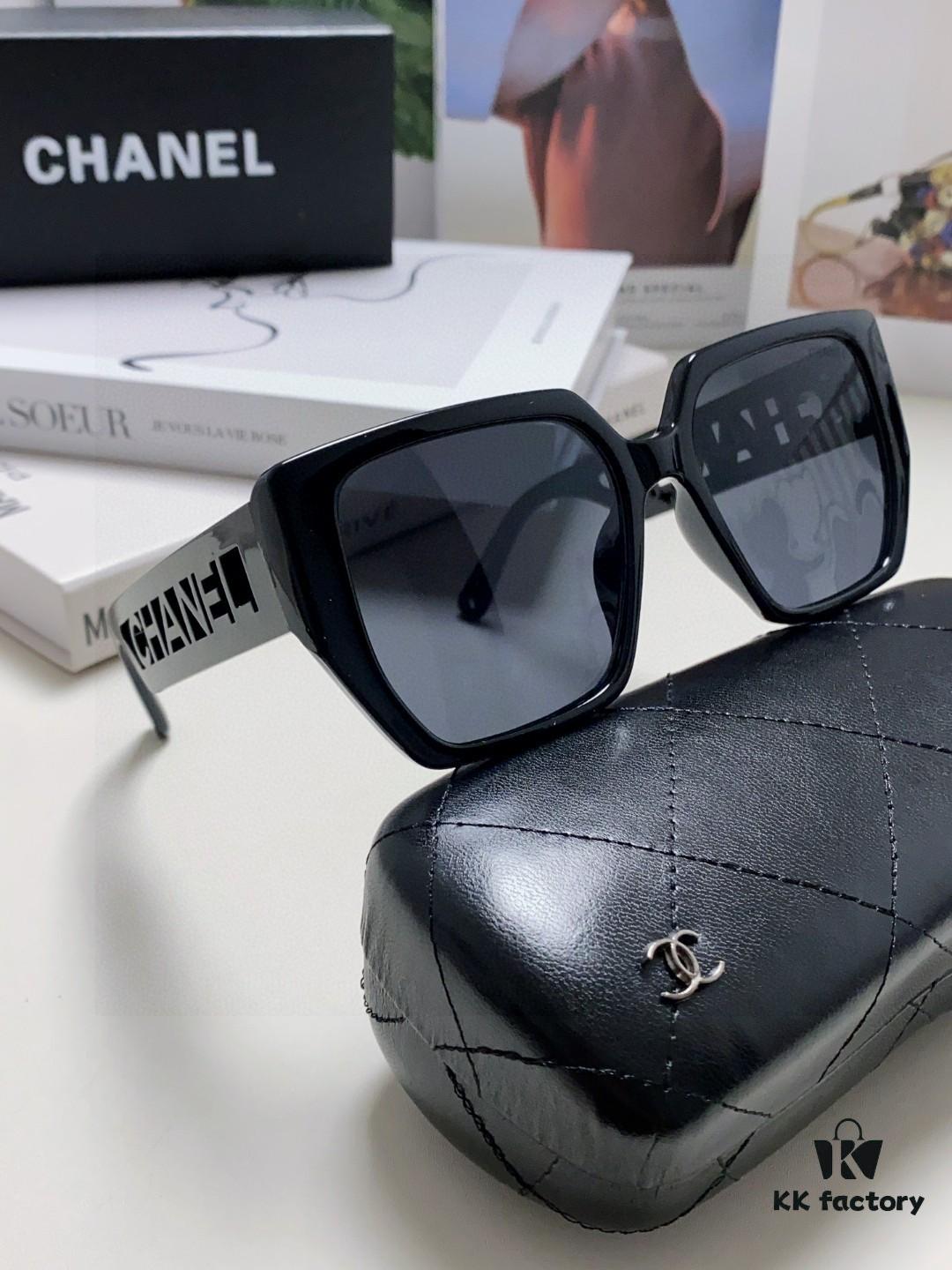 Chanel 2025 New Arrival Letter-Frame Sunglasses for Women, Korean Style Trendy Versatile Sun Glasses, Minimalist Fashion Eyewear for Street Photography
