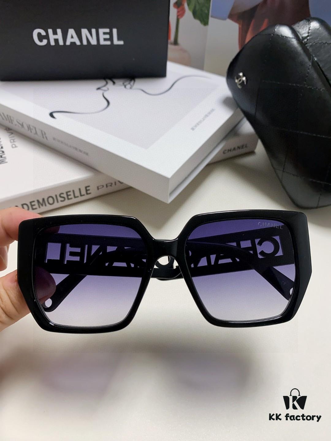 Chanel 2025 New Arrival Letter-Frame Sunglasses for Women, Korean Style Trendy Versatile Sun Glasses, Minimalist Fashion Eyewear for Street Photography