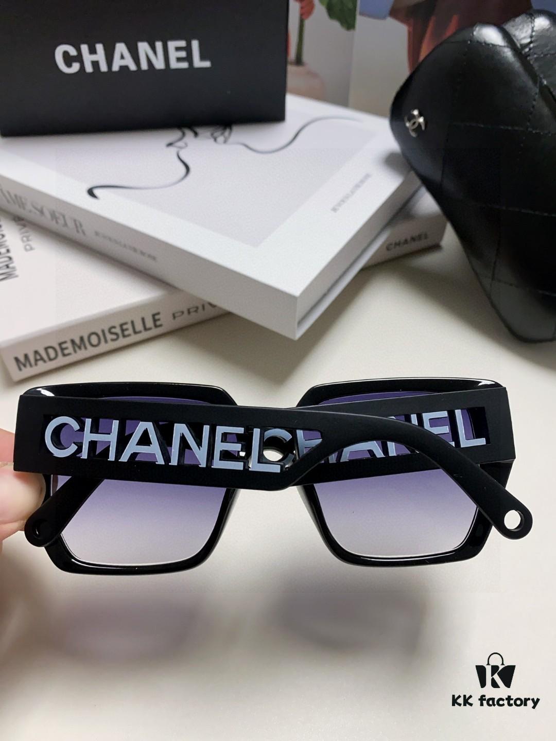 Chanel 2025 New Arrival Letter-Frame Sunglasses for Women, Korean Style Trendy Versatile Sun Glasses, Minimalist Fashion Eyewear for Street Photography