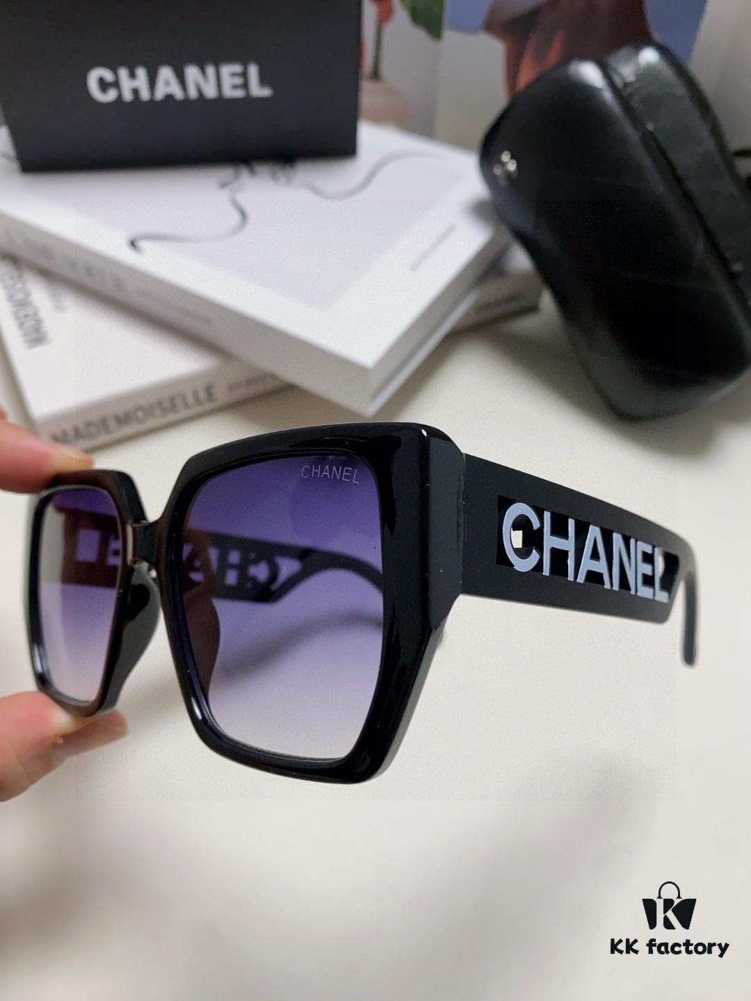 Chanel 2025 New Arrival Letter-Frame Sunglasses for Women, Korean Style Trendy Versatile Sun Glasses, Minimalist Fashion Eyewear for Street Photography