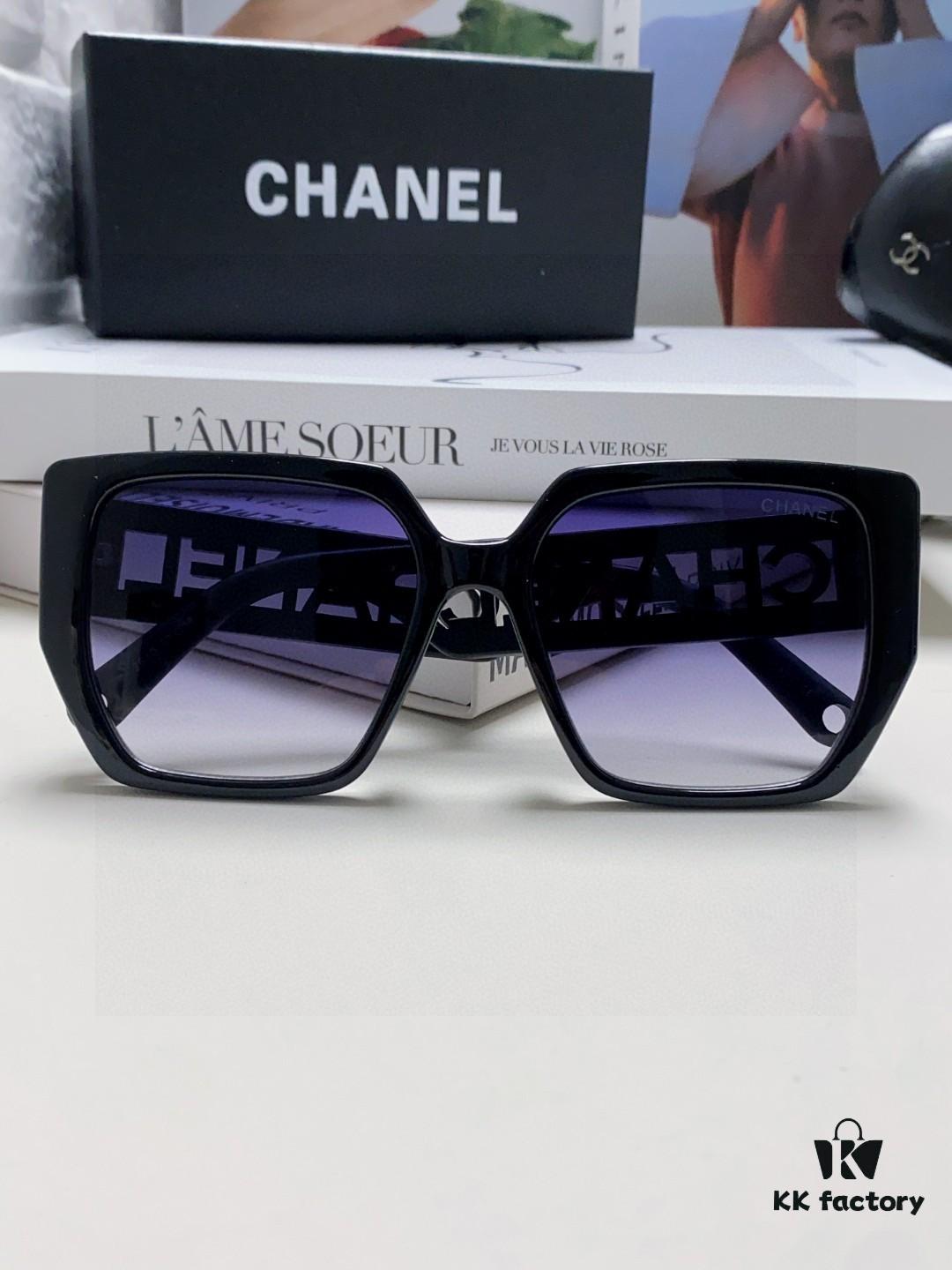 Chanel 2025 New Arrival Letter-Frame Sunglasses for Women, Korean Style Trendy Versatile Sun Glasses, Minimalist Fashion Eyewear for Street Photography