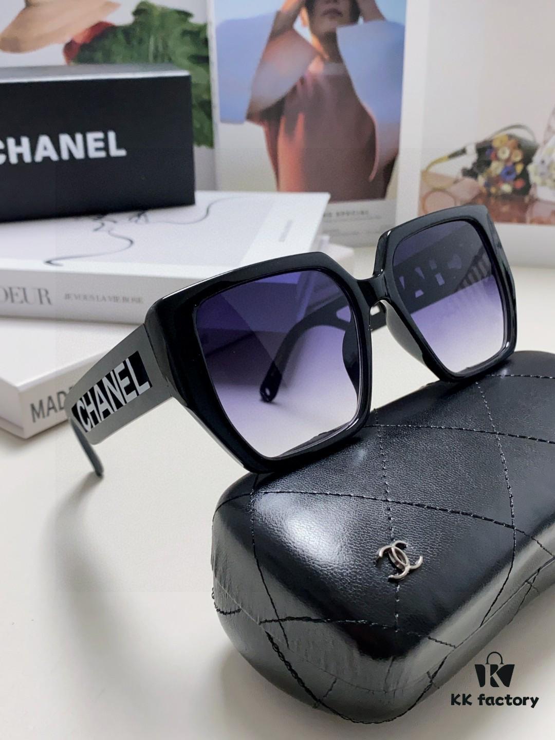 Chanel 2025 New Arrival Letter-Frame Sunglasses for Women, Korean Style Trendy Versatile Sun Glasses, Minimalist Fashion Eyewear for Street Photography