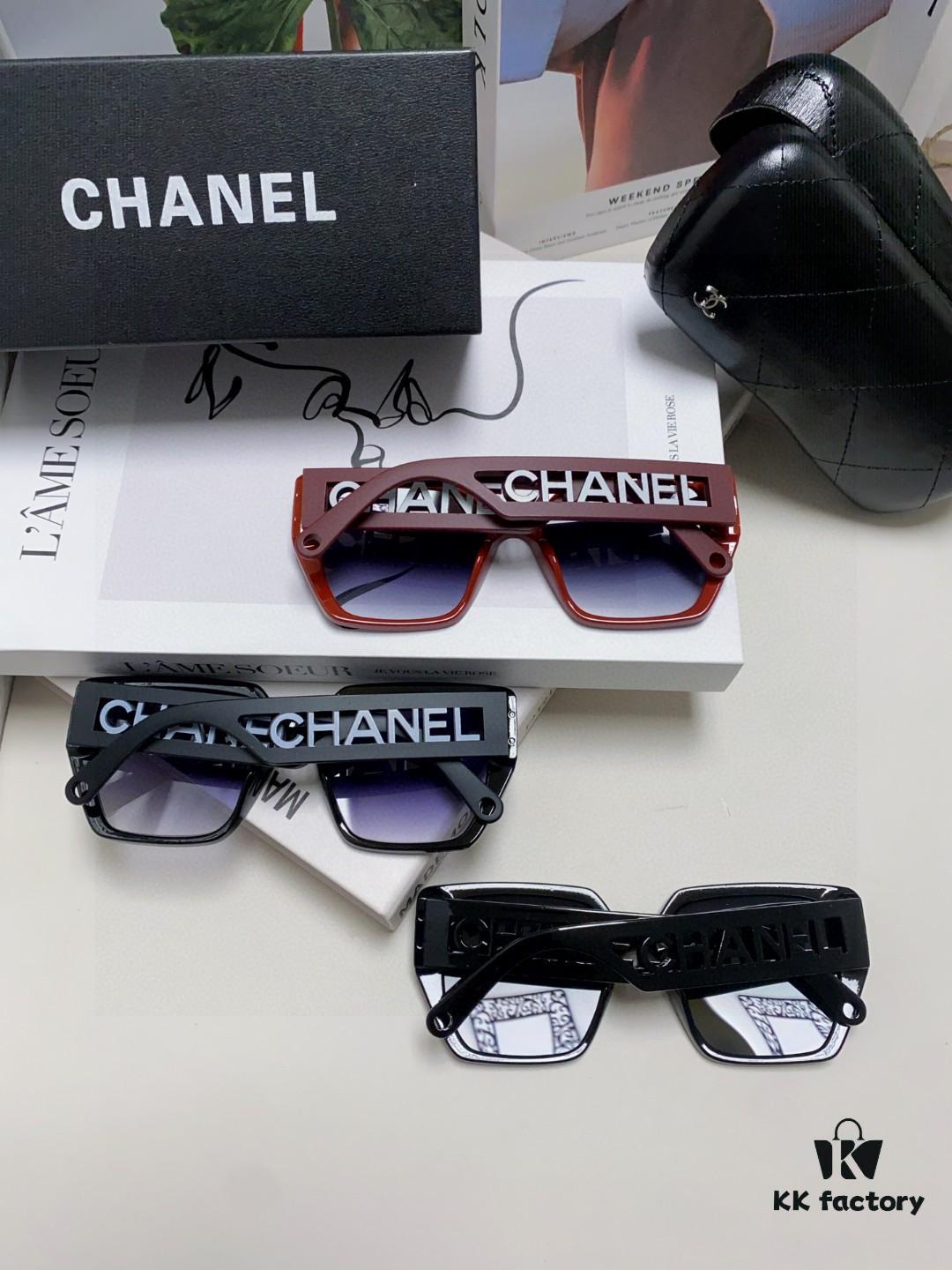 Chanel 2025 New Arrival Letter-Frame Sunglasses for Women, Korean Style Trendy Versatile Sun Glasses, Minimalist Fashion Eyewear for Street Photography