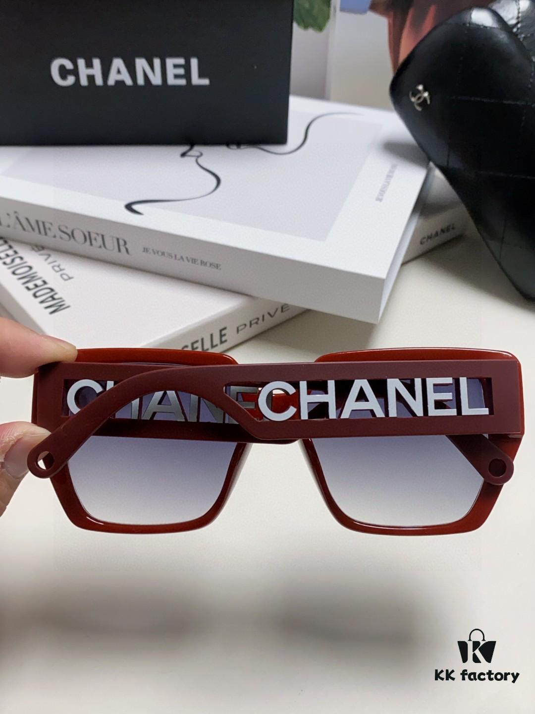 Chanel 2025 New Arrival Letter-Frame Sunglasses for Women, Korean Style Trendy Versatile Shades, Minimalist Fashion Glasses for Street Photography