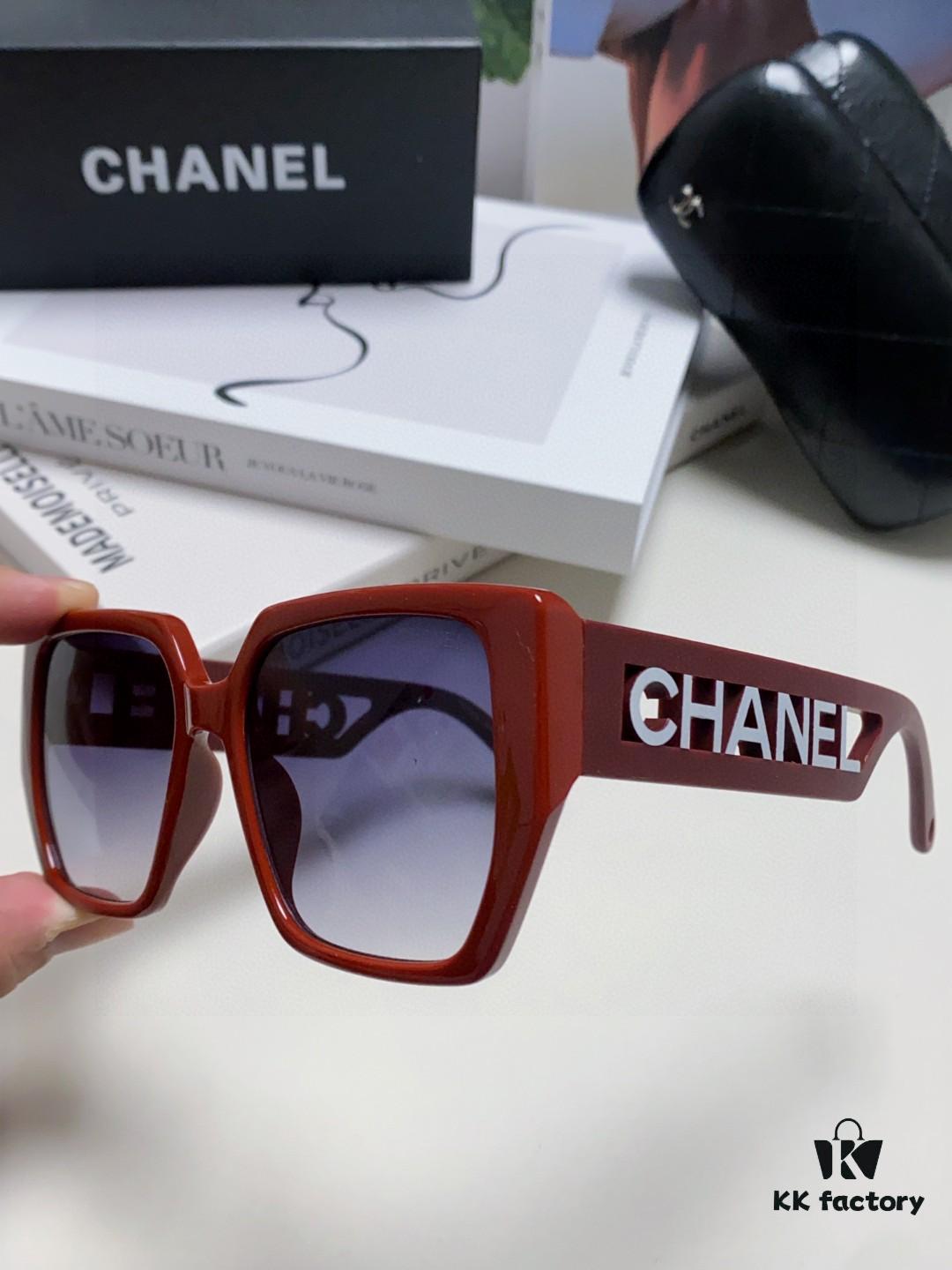 Chanel 2025 New Arrival Letter-Frame Sunglasses for Women, Korean Style Trendy Versatile Shades, Minimalist Fashion Glasses for Street Photography