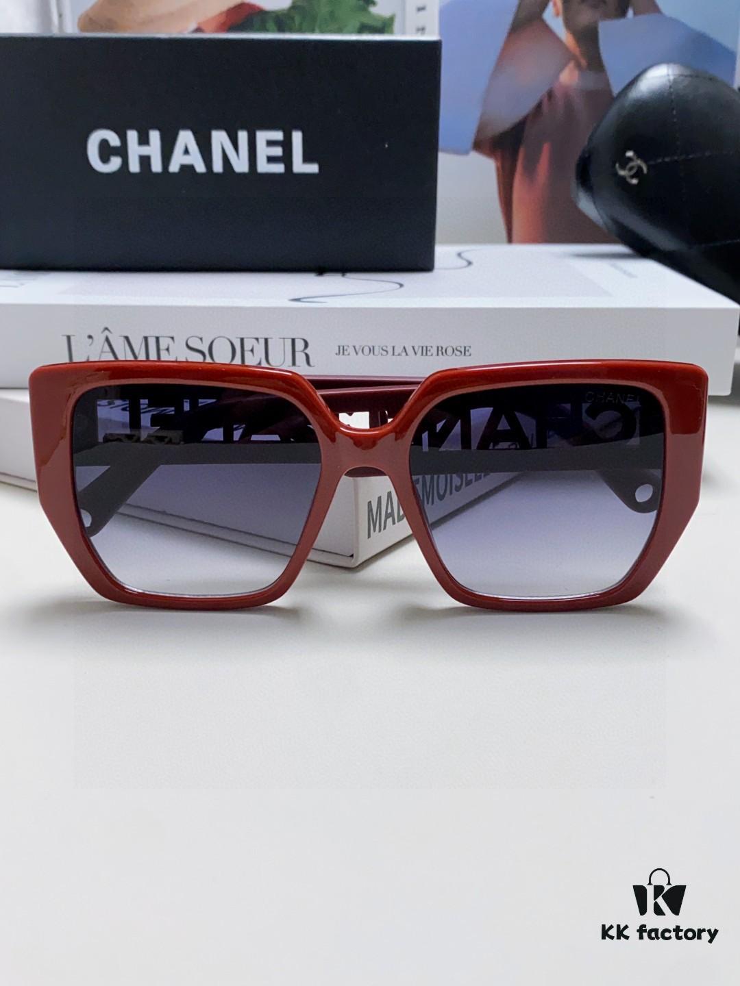 Chanel 2025 New Arrival Letter-Frame Sunglasses for Women, Korean Style Trendy Versatile Shades, Minimalist Fashion Glasses for Street Photography