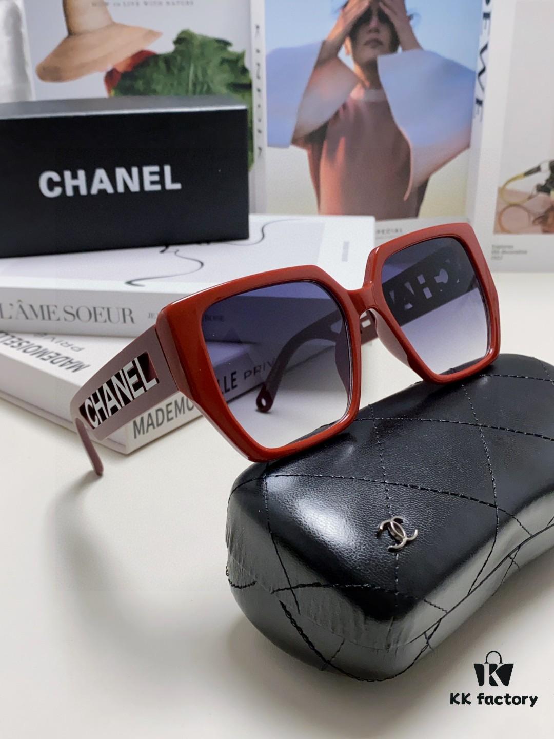 Chanel 2025 New Arrival Letter-Frame Sunglasses for Women, Korean Style Trendy Versatile Shades, Minimalist Fashion Glasses for Street Photography