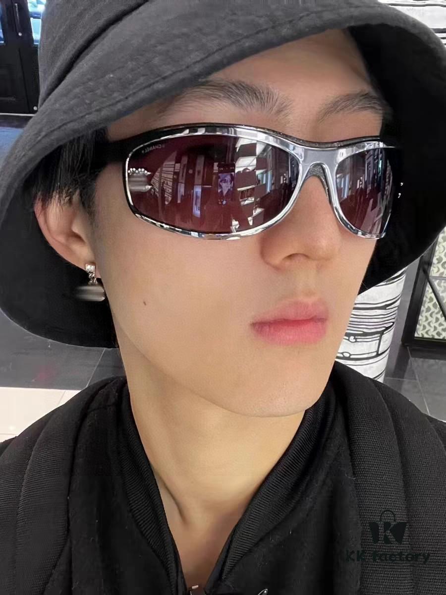 Chanel 2025 New Arrival Retro Silver Curved Frame Classic Chic Sunglasses for Women and Men, Outdoor Sports and Photography Fashion Eyewear