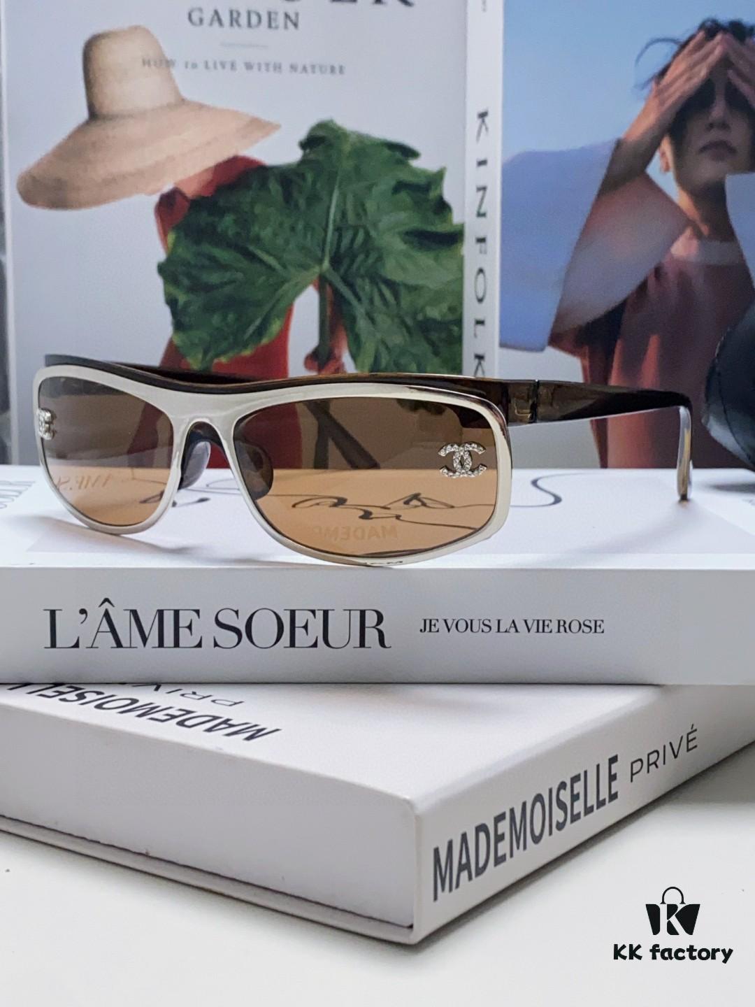 Chanel 2025 New Arrival Retro Silver Curved Frame Classic Chic Sunglasses for Women and Men, Outdoor Sports and Photography Fashion Eyewear