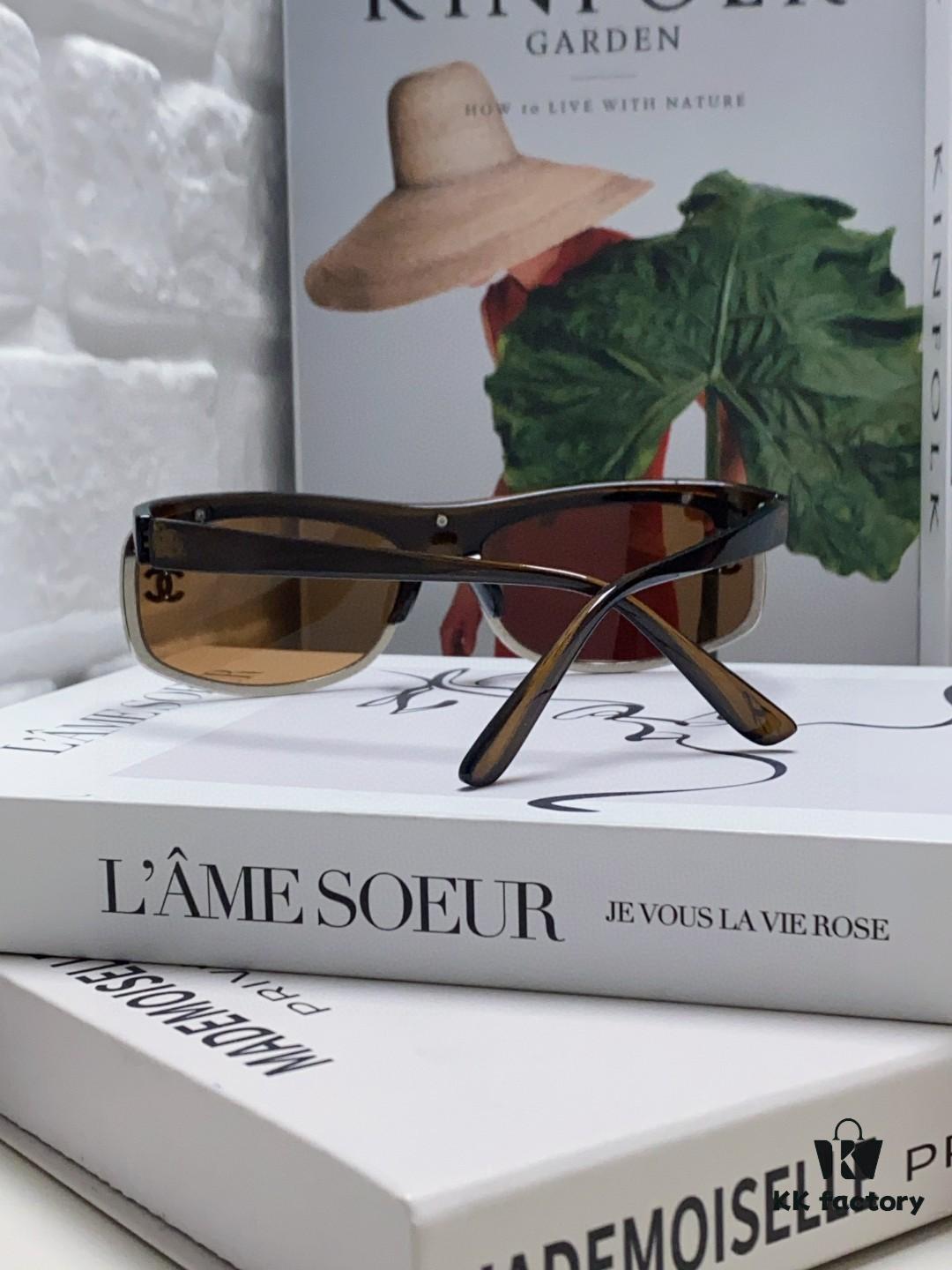 Chanel 2025 New Arrival Retro Silver Curved Frame Classic Chic Sunglasses for Women and Men, Outdoor Sports and Photography Fashion Eyewear