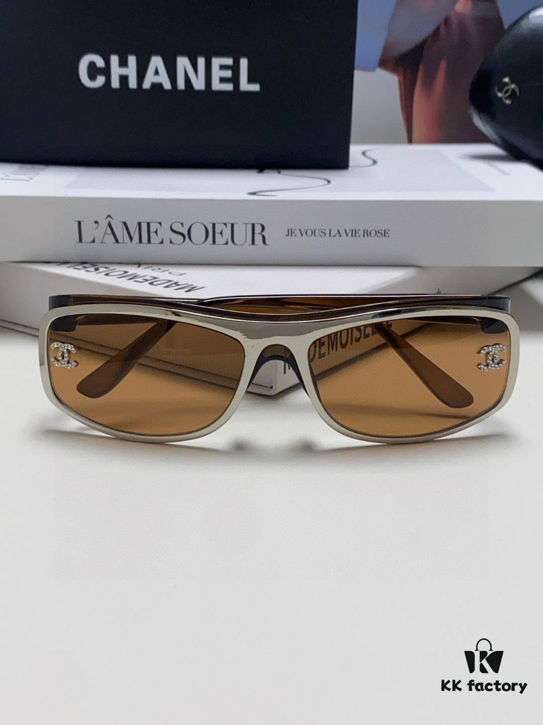 Chanel 2025 New Arrival Retro Silver Curved Frame Classic Chic Sunglasses for Women and Men, Outdoor Sports and Photography Fashion Eyewear