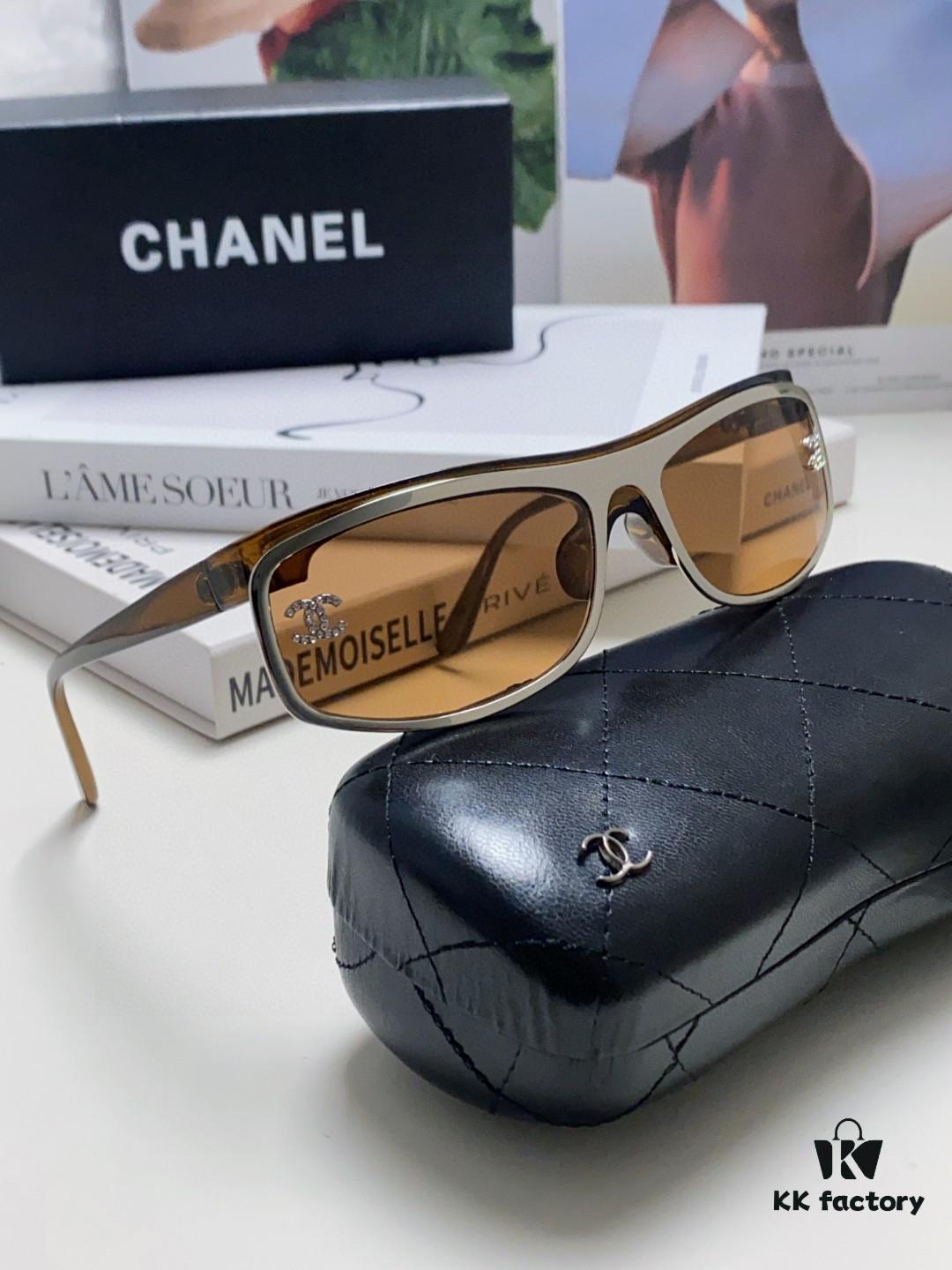 Chanel 2025 New Arrival Retro Silver Curved Frame Classic Chic Sunglasses for Women and Men, Outdoor Sports and Photography Fashion Eyewear