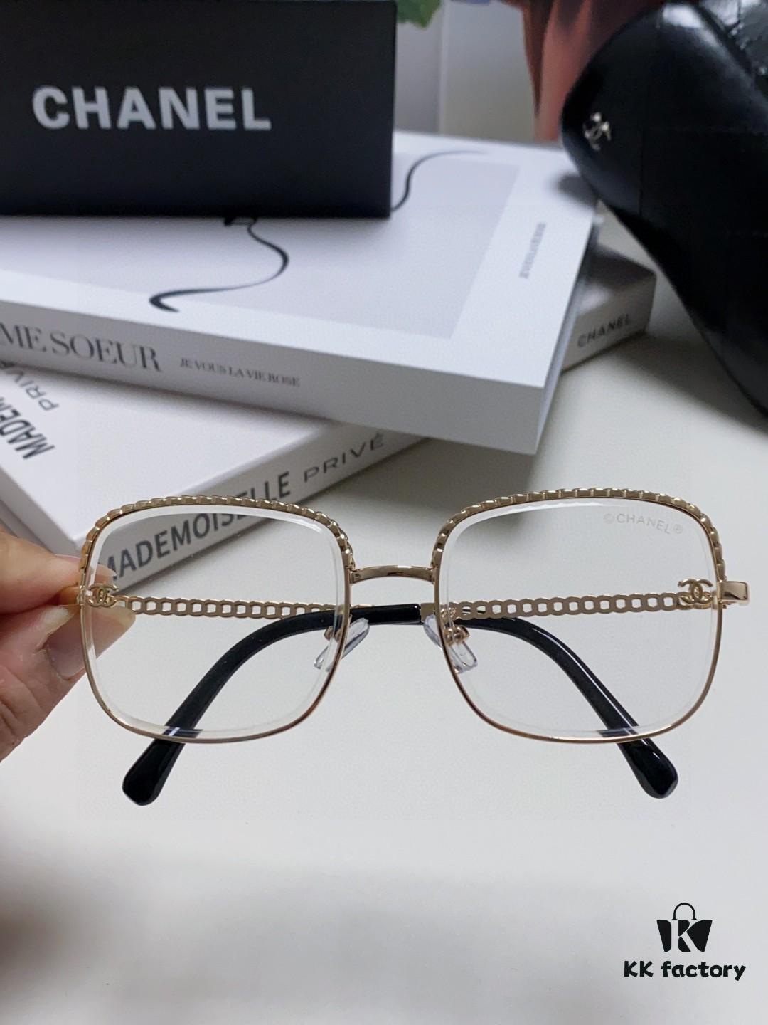 Chanel 2025 New Arrival Women's Sunglasses in Classic Tweed Style, Premium Brown UV-Protective Designer Shades with Chain Detail