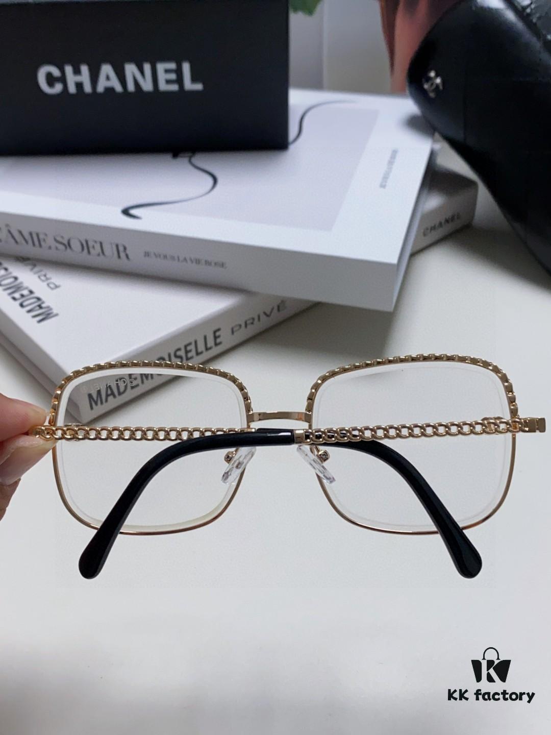 Chanel 2025 New Arrival Women's Sunglasses in Classic Tweed Style, Premium Brown UV-Protective Designer Shades with Chain Detail