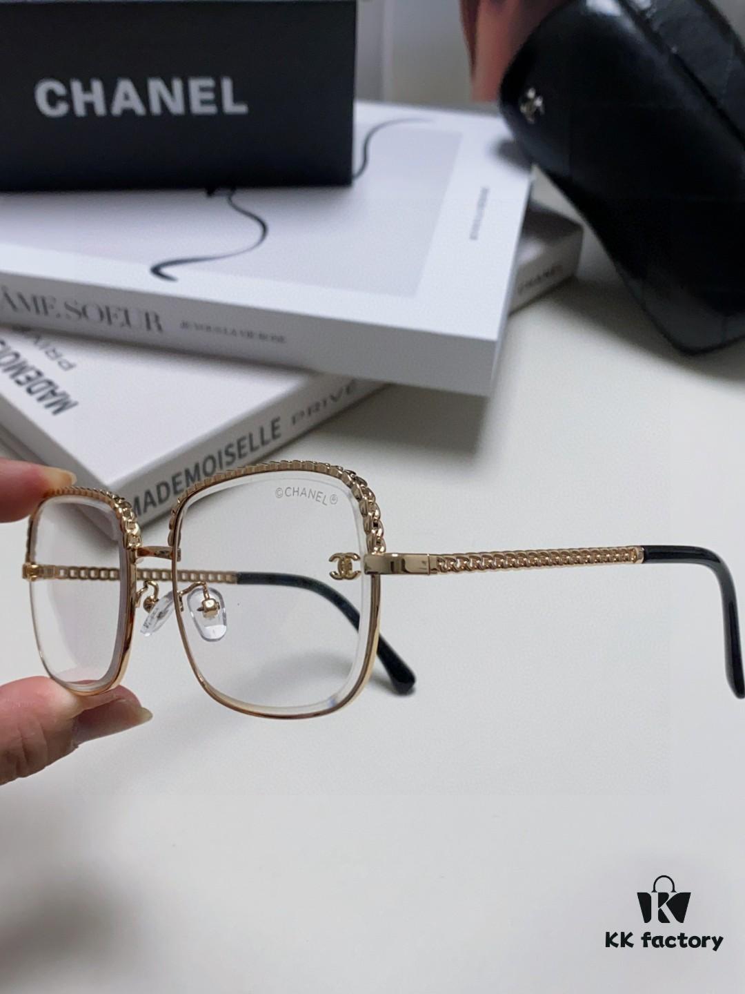 Chanel 2025 New Arrival Women's Sunglasses in Classic Tweed Style, Premium Brown UV-Protective Designer Shades with Chain Detail