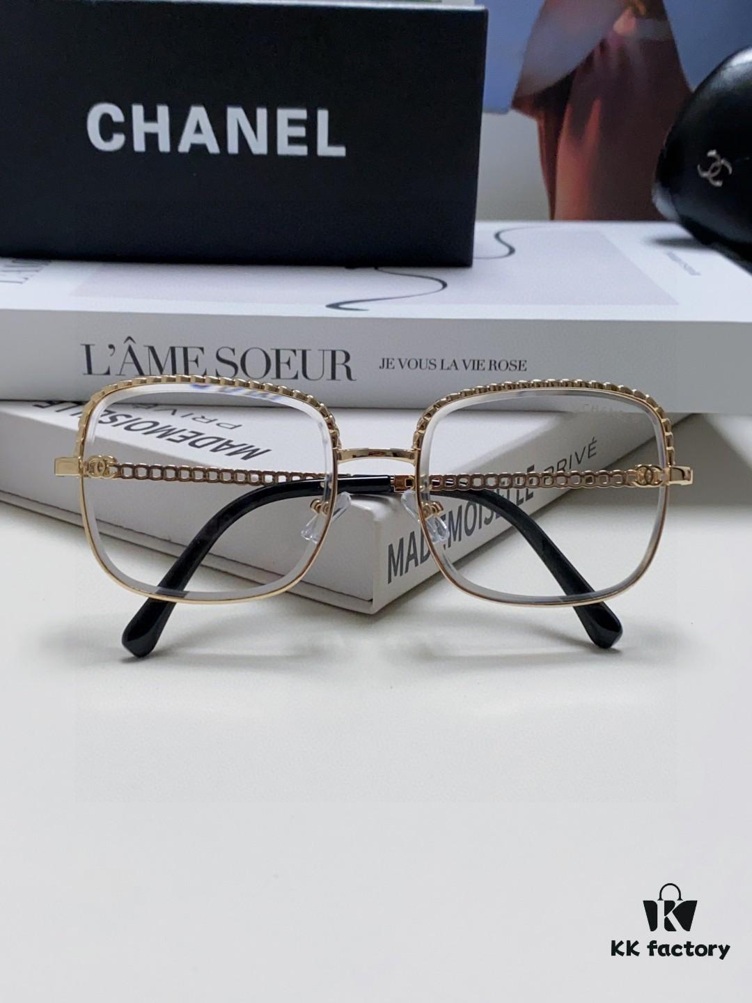 Chanel 2025 New Arrival Women's Sunglasses in Classic Tweed Style, Premium Brown UV-Protective Designer Shades with Chain Detail