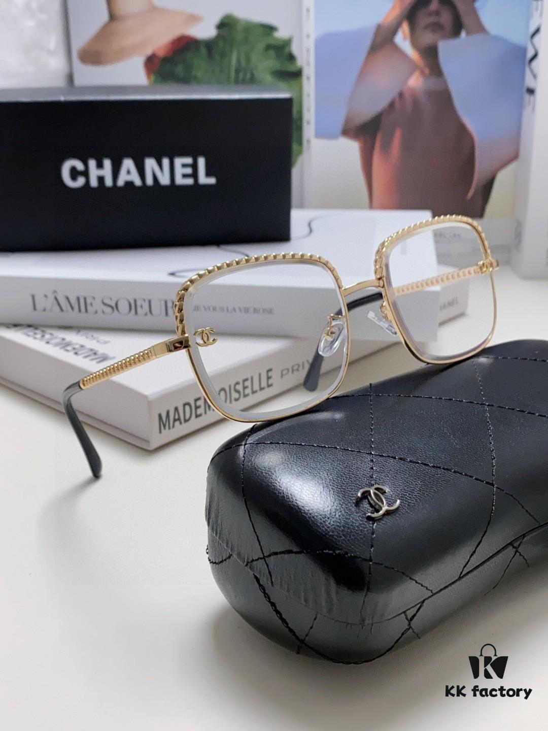 Chanel 2025 New Arrival Women's Sunglasses in Classic Tweed Style, Premium Brown UV-Protective Designer Shades with Chain Detail