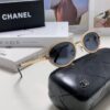 Chanel 2025 New Arrival Women's Oval Sunglasses, French Vintage Style, Flattering for Round Faces, Slim Frame with Sparkling Metal Trim, Elegant European Design