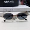 Chanel 2025 New Arrival Women's Oval Sunglasses, French Retro Stylish Design, Slimming Narrow Frame with Sparkling Metal Trim for Round Faces, Elegant European-American Style